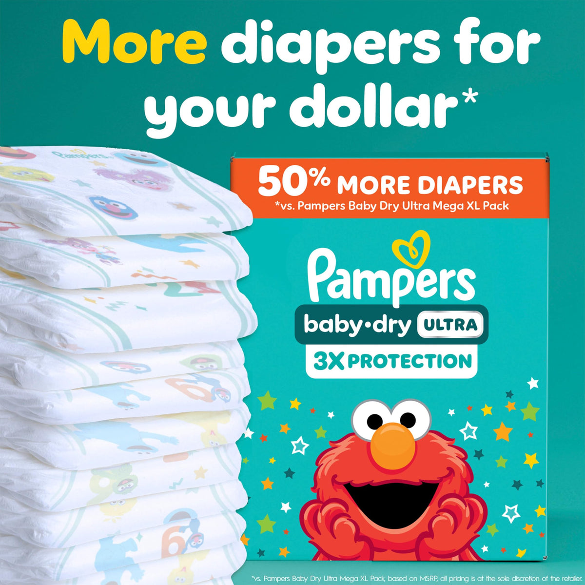 Pampers Baby Dry Ultra Diapers, Size 4 (22-37 lbs), 156 Count