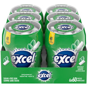 EXCEL Spearmint Sugar Free Chewing Gum, 60 Pieces, 6 Bottles
