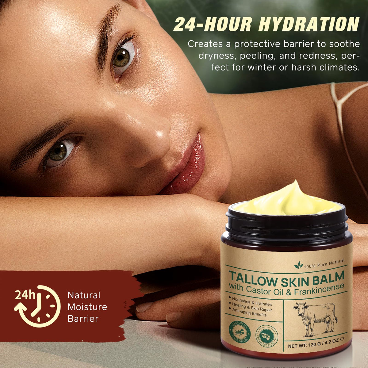 Grass Fed Whipped Beef Tallow Honey Balm, 120 g