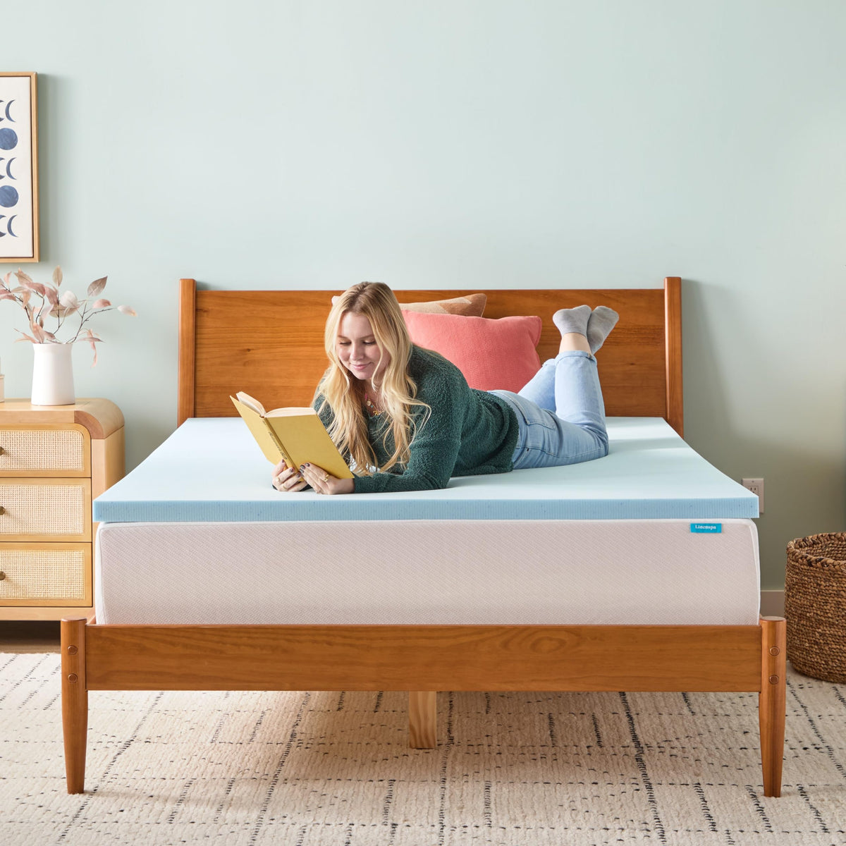 Linenspa 2 Inch Gel Memory Foam Mattress Topper, Twin XL