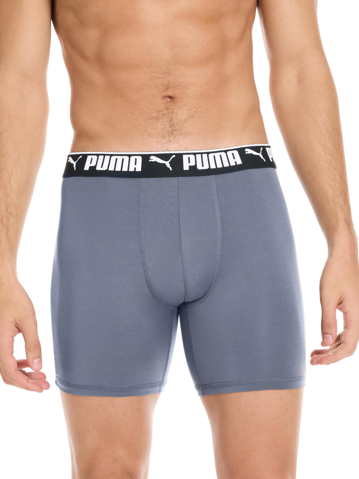 Puma Men's 4 Pack Active Stretch Boxer Briefs, Black/Grey, Medium