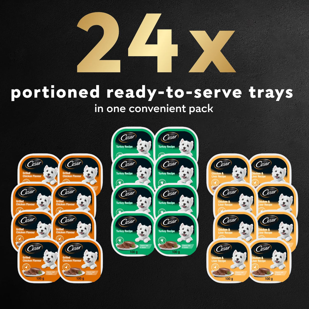 Cesar Classic Loaf Poultry Selects Dog Food Variety Pack, 24 x 100 g