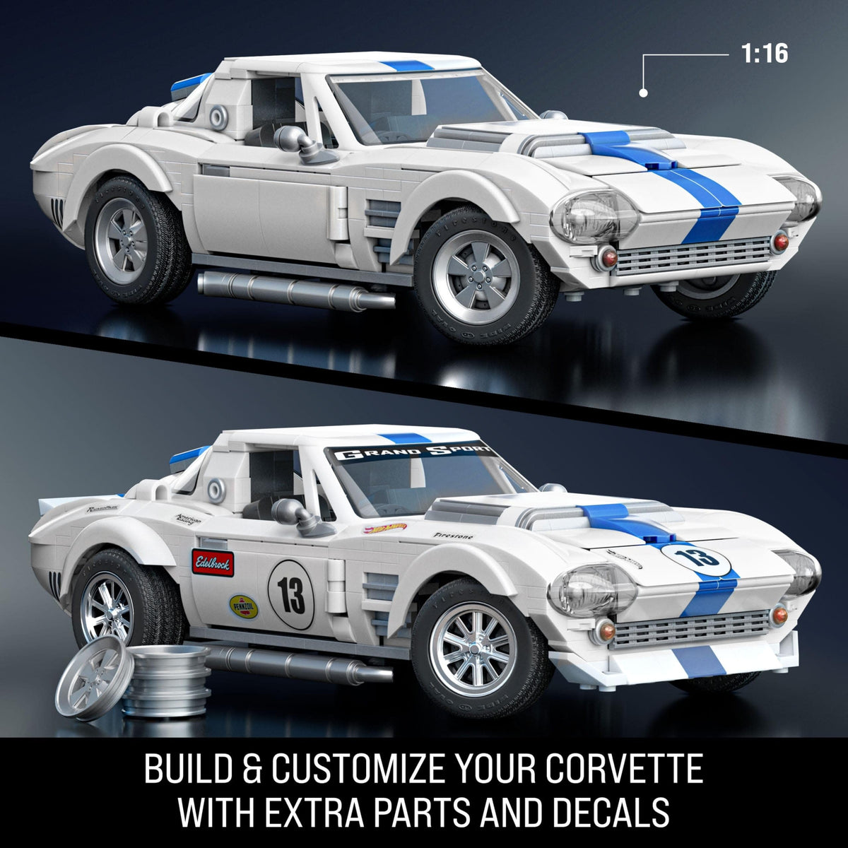 Mattel Brick Shop Hot Wheels Elite Corvette Grand Sport, 918 Pieces