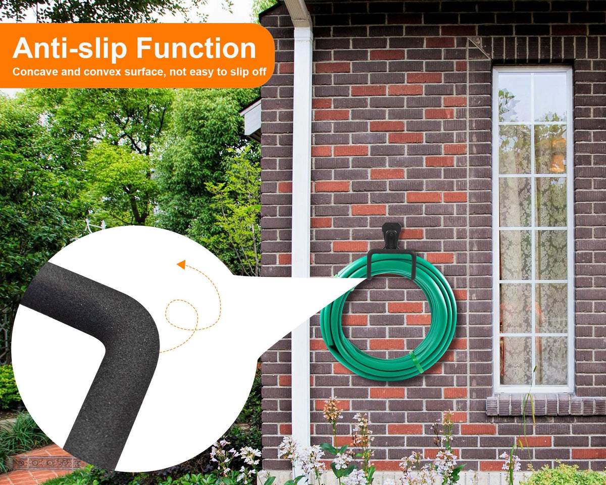 PeoMev Heavy-Duty Metal Wall-Mount Garden Hose Holder, Black