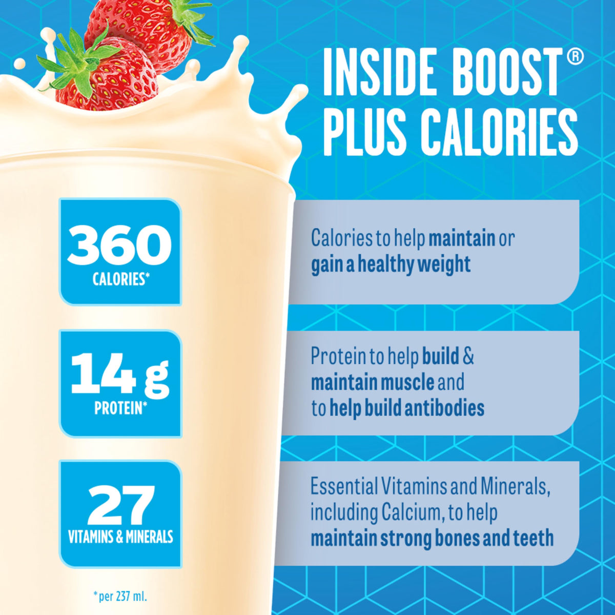Boost Plus Complete Nutrition Drink, Strawberry, 6 x 237 mL