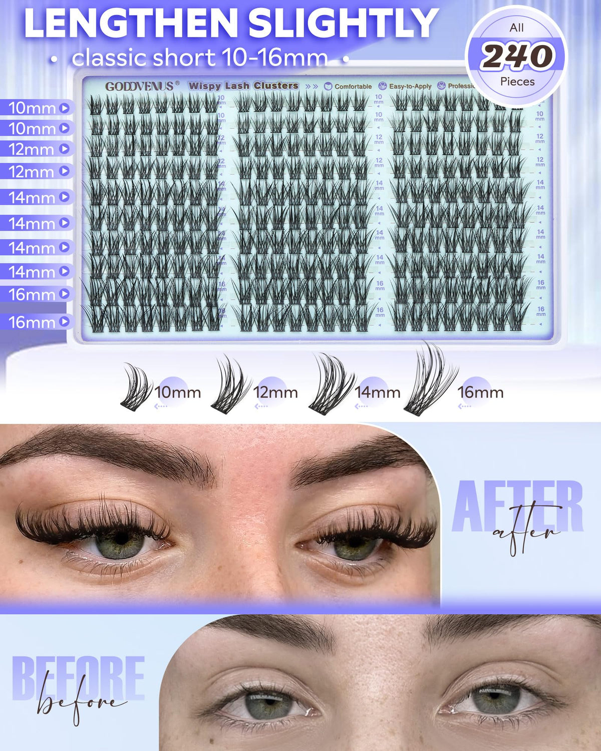 Wispy Lash Clusters DIY Eyelash Extension Kit, 10-16 mm, CC Curl