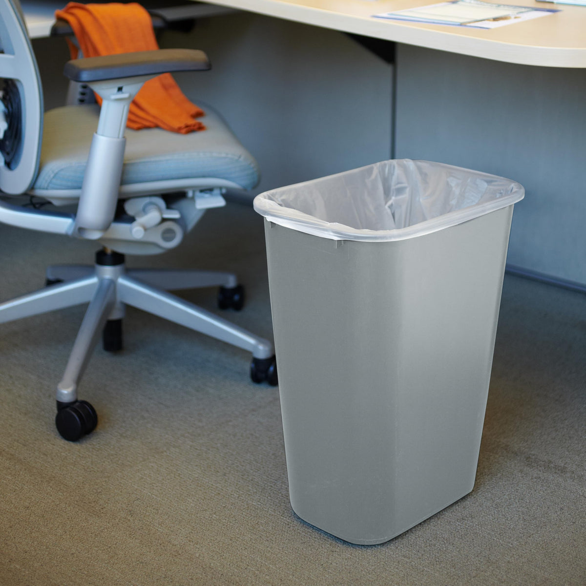 Rubbermaid Commercial Deskside Wastebasket, 10.25 Gallon, Gray