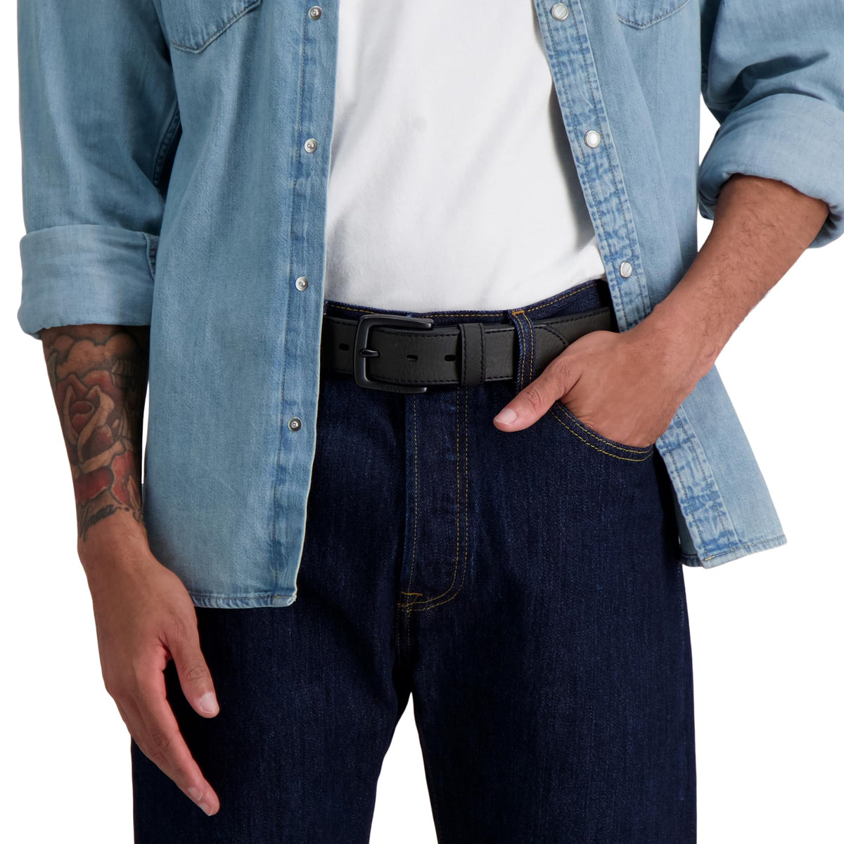 Levi's Casual Belt-Dress for Men Jeans, Matte Black, Large (38-40)
