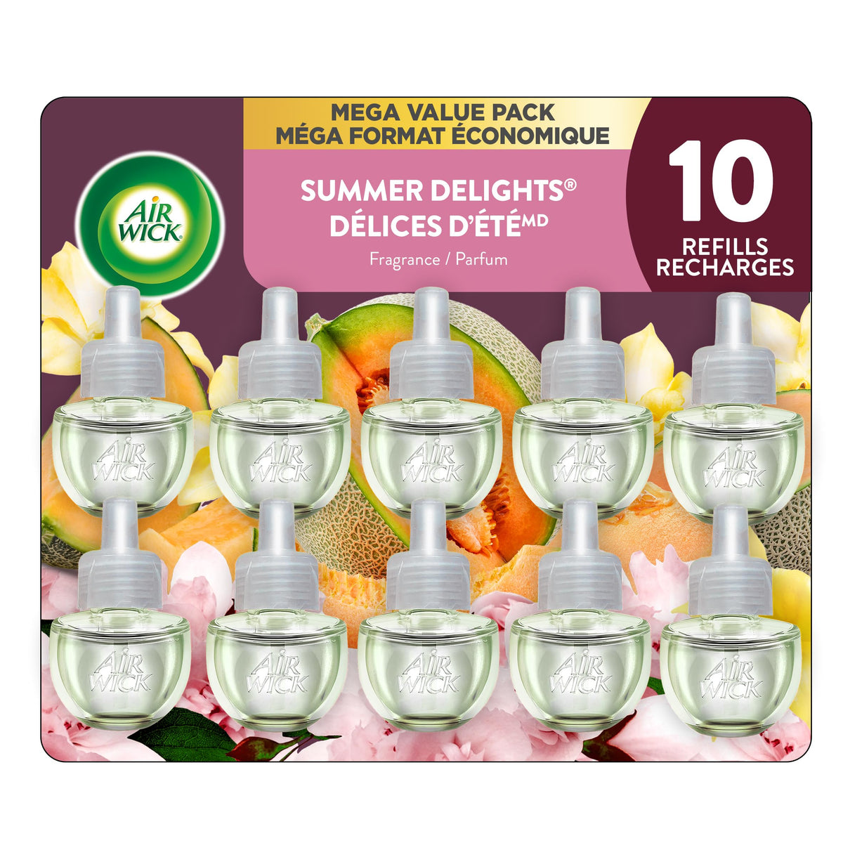 Air Wick Plug In Scented Oil Refills, Summer Delight, 10 Count