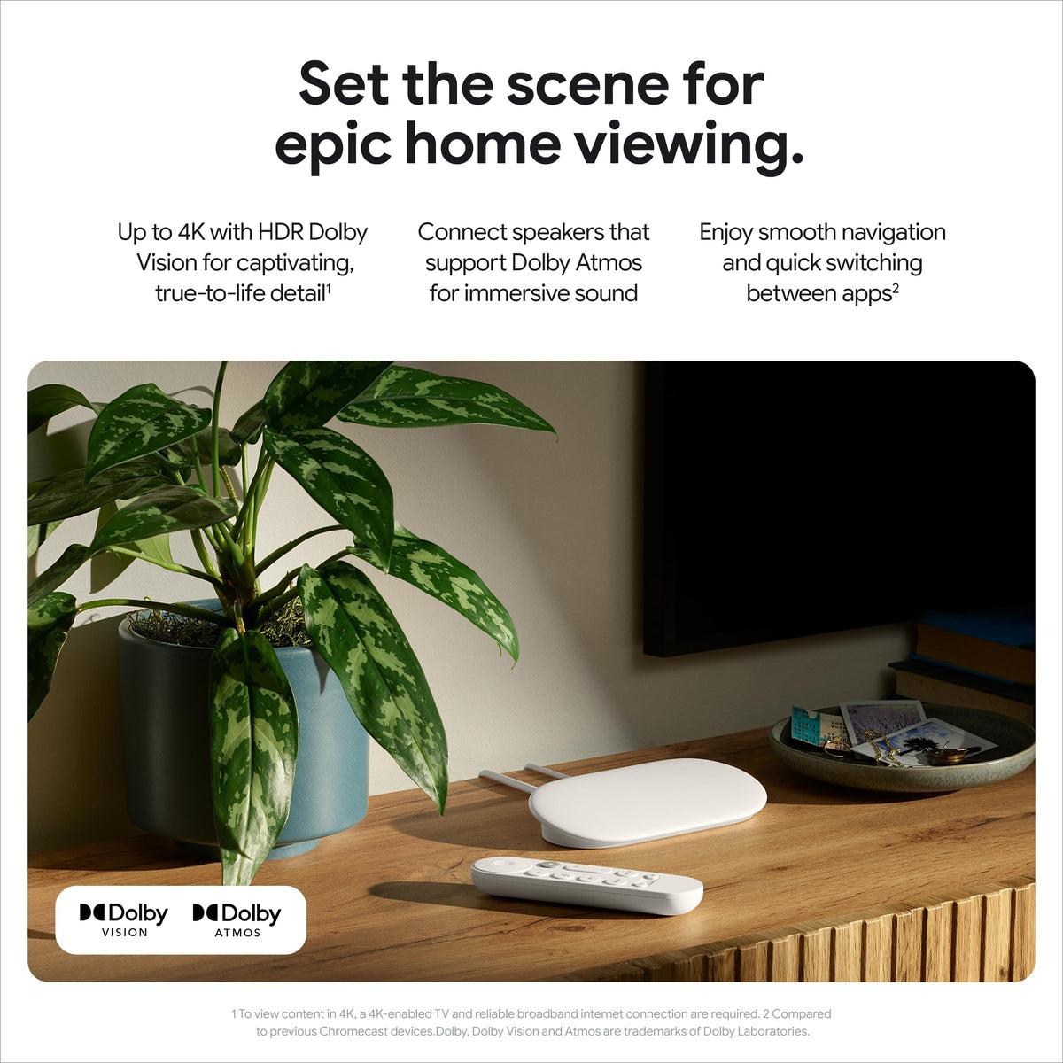 Google TV Streamer 4K with Voice Remote, 32 GB, Porcelain