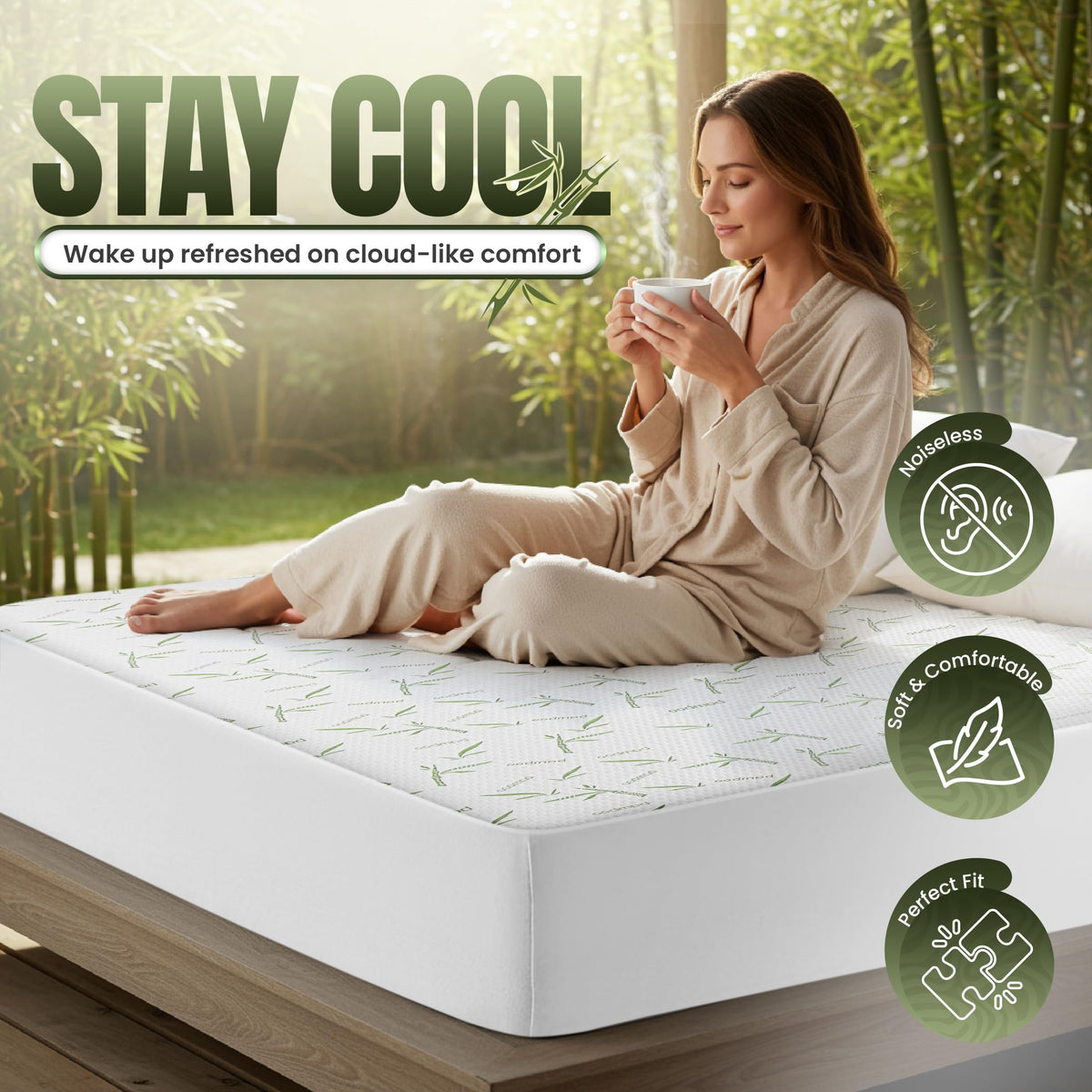 Utopia Bedding Waterproof Bamboo Mattress Protector, King