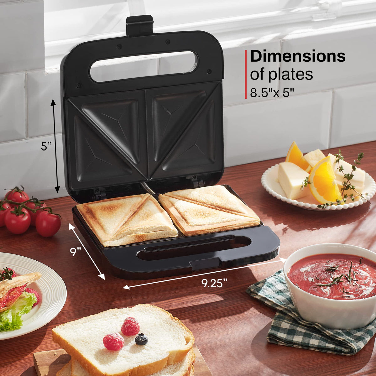 Elite Gourmet ESM-2207SS Stainless Steel Panini Maker, 750 Watts