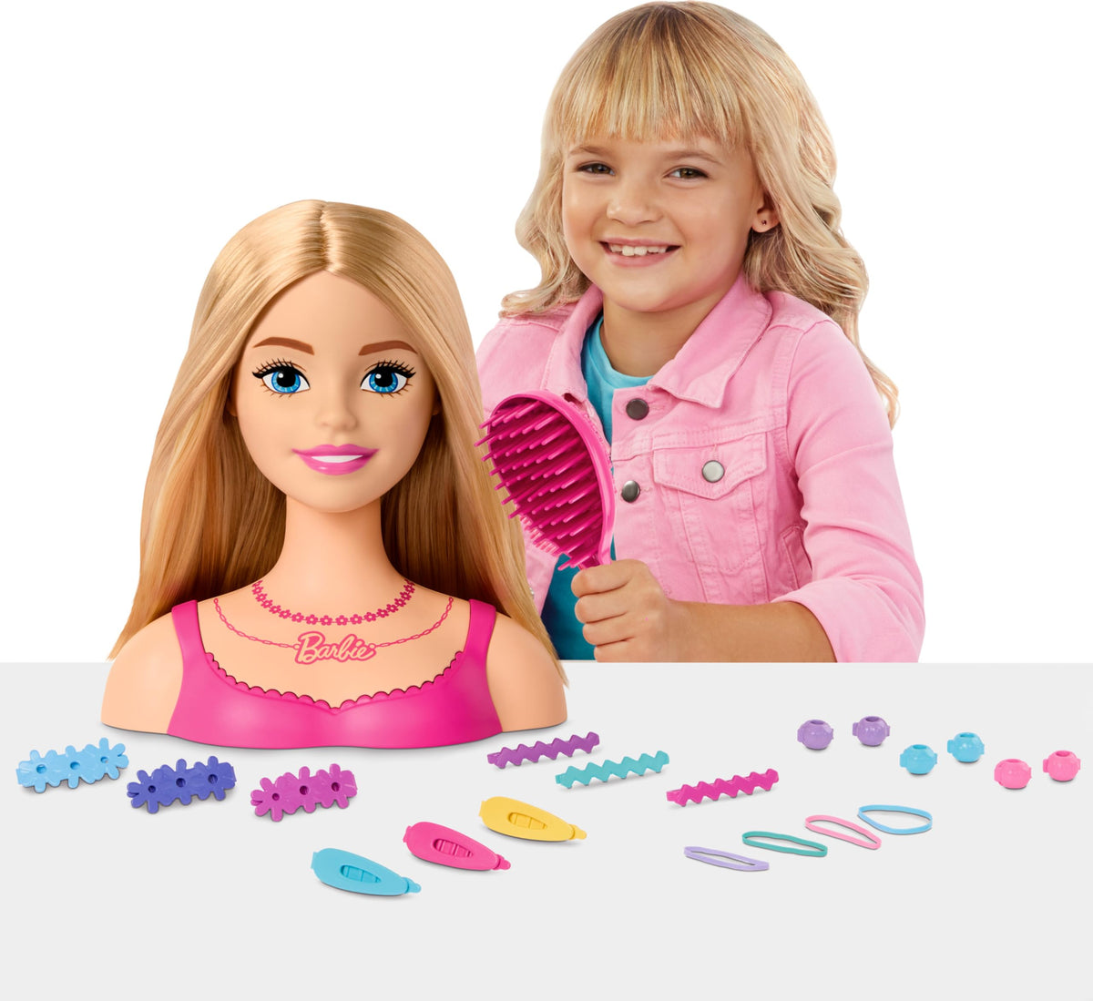 Barbie Doll Styling Head, Blond Hair, 20 Accessories