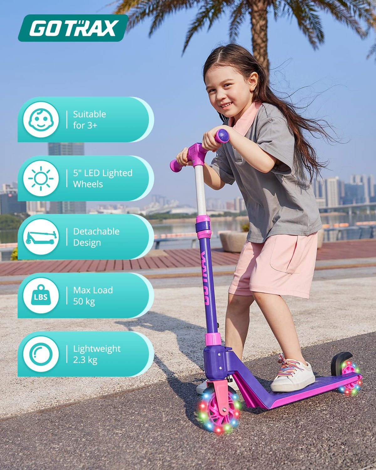 Gotrax K03 Kids' Kick Scooter with LED Wheels