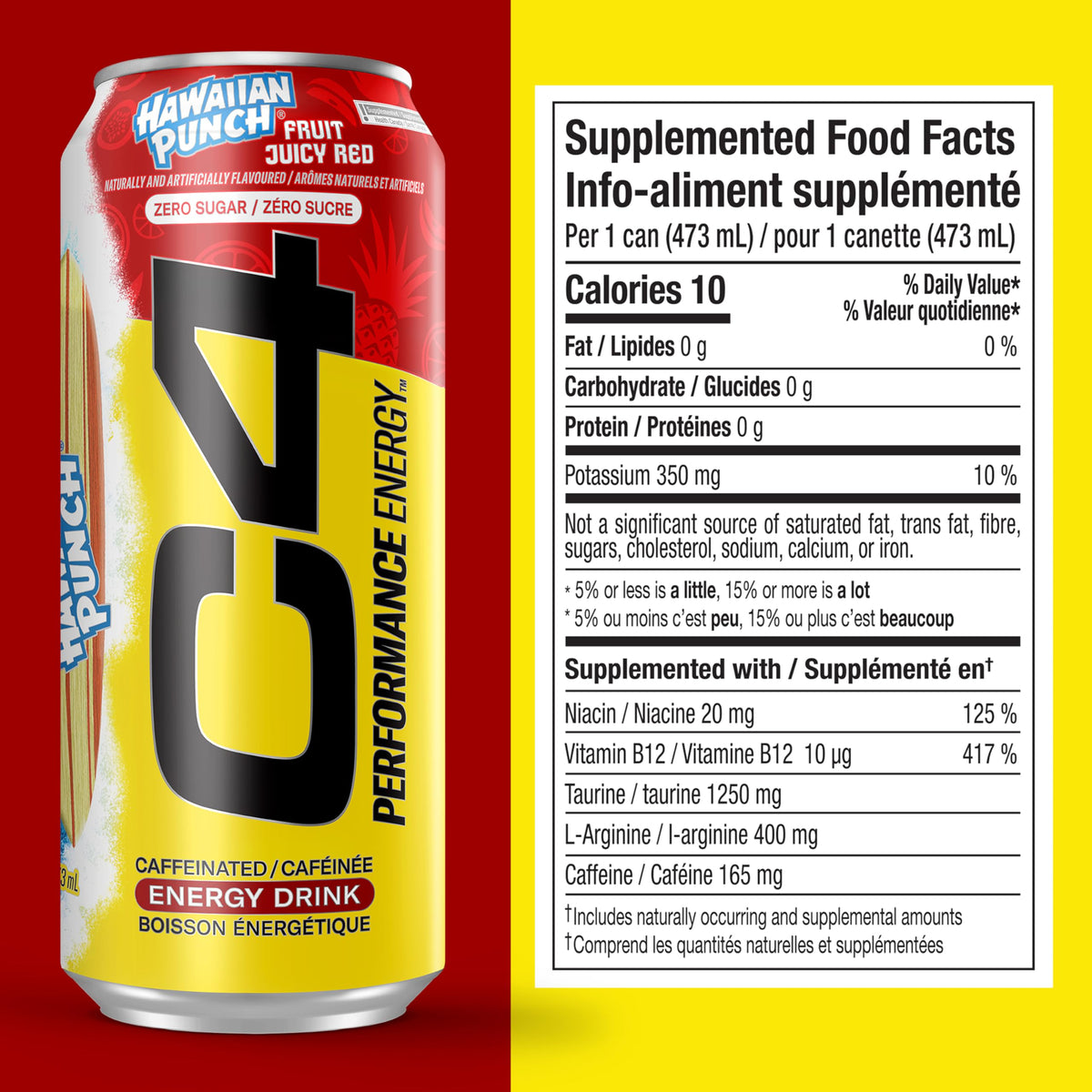 C4 Performance Energy Drink, Hawaiian Punch Juicy Red, 12 x 473 ml