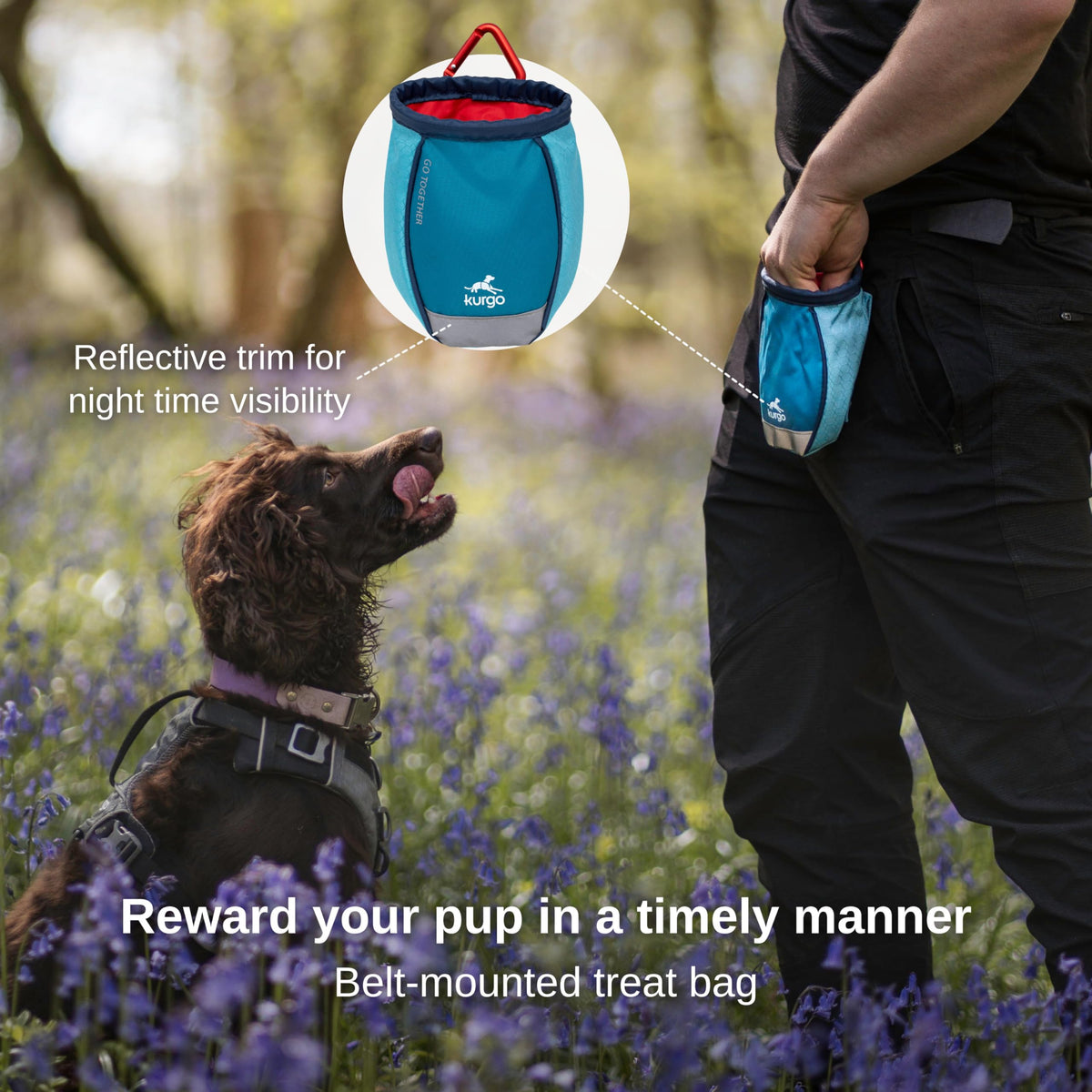 Kurgo Go Stuff-it Dog Training Treat Pouch, Coastal Blue