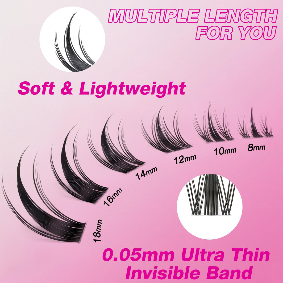VEYESBEAUTY Manga Wispy Cluster Lashes, 8-16 mm