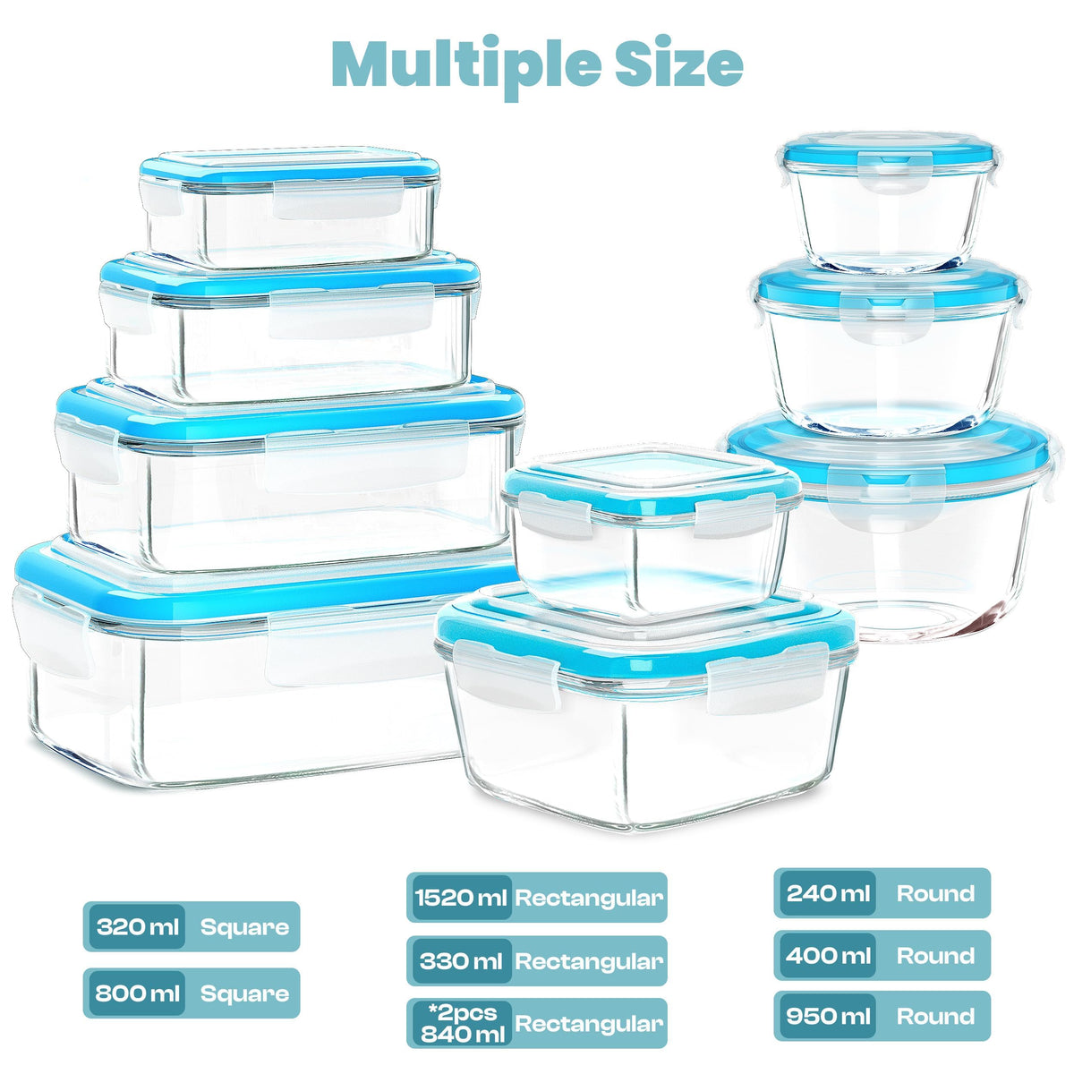 Kichly 9-Pack Glass Food Storage Containers with Airtight Lids