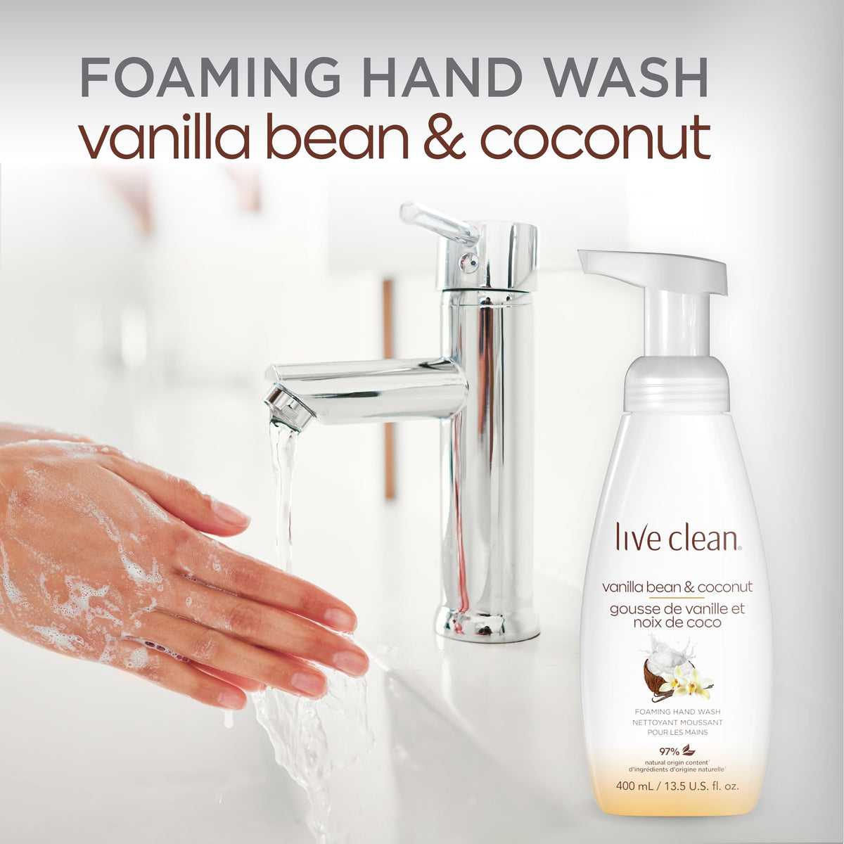 Live Clean Foaming Hand Wash, Vanilla Bean & Coconut, 400 mL, 4 Count