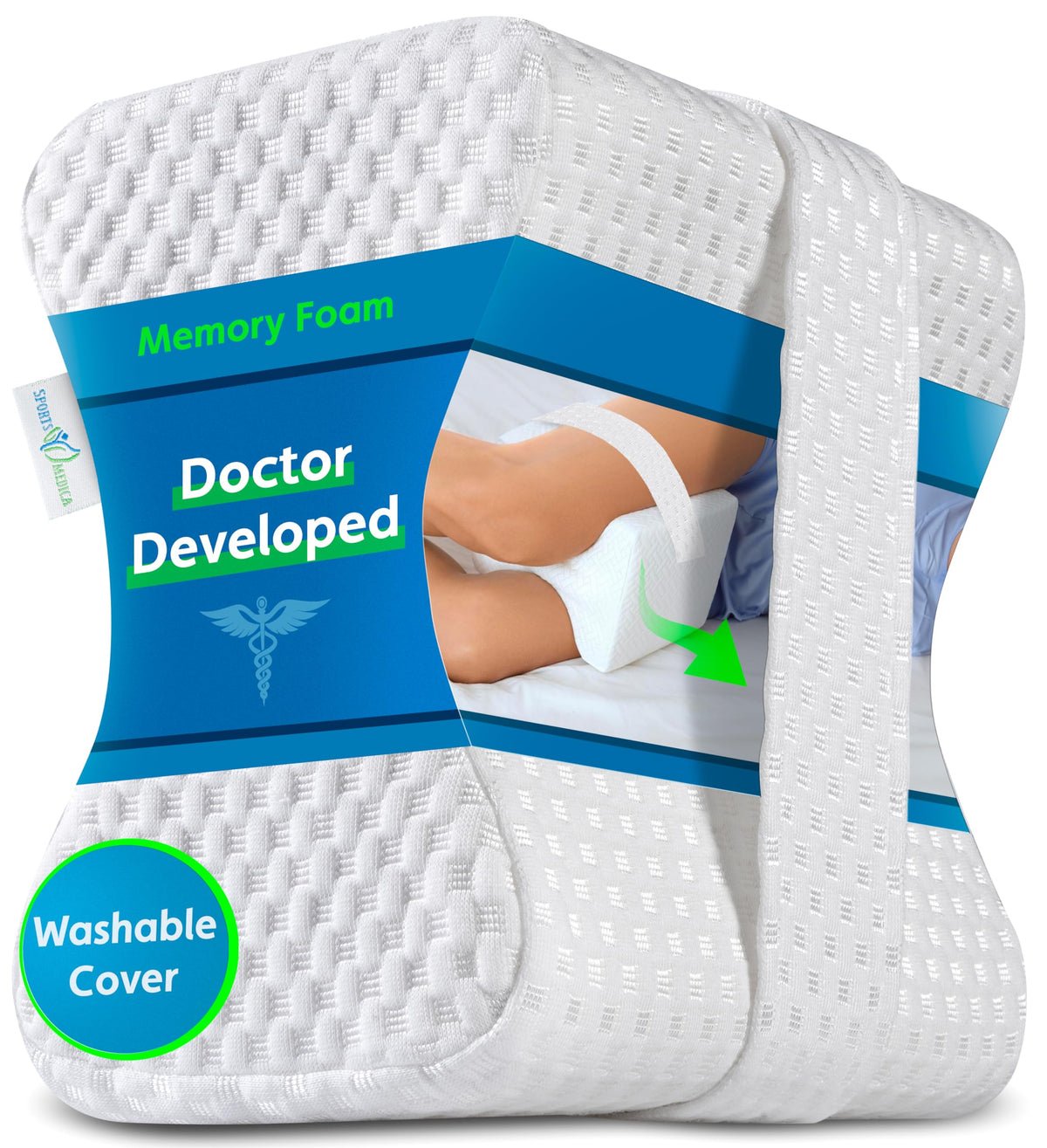 Sports Medica Memory Foam Knee Pillow for Side Sleepers