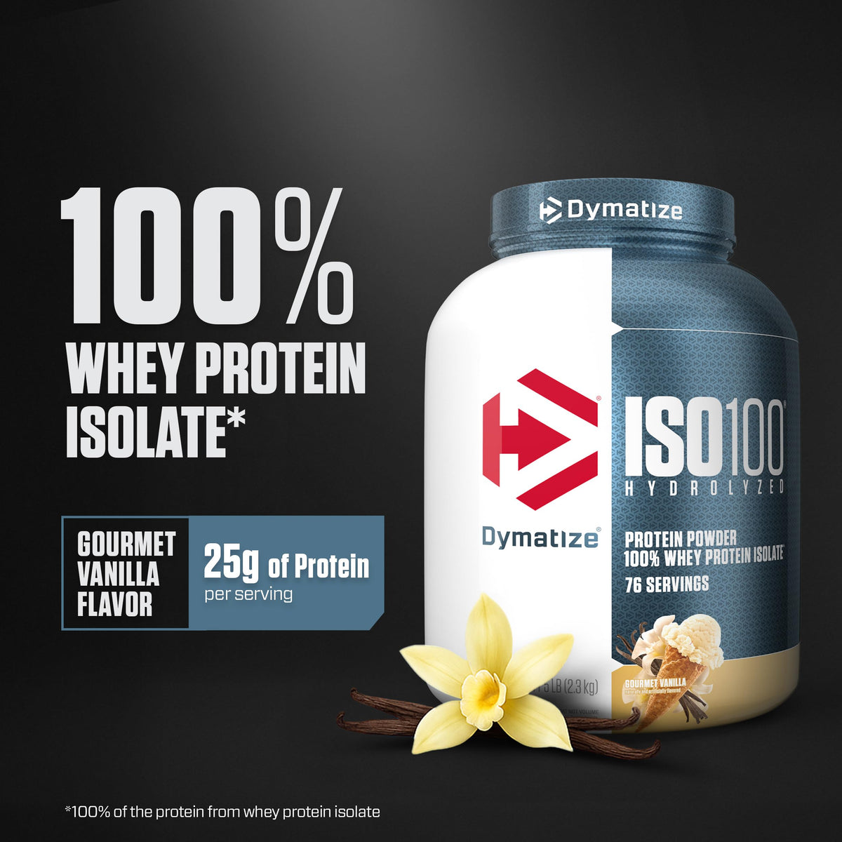 Dymatize ISO100 Hydrolyzed Whey Isolate, Gourmet Vanilla, 2.3kg