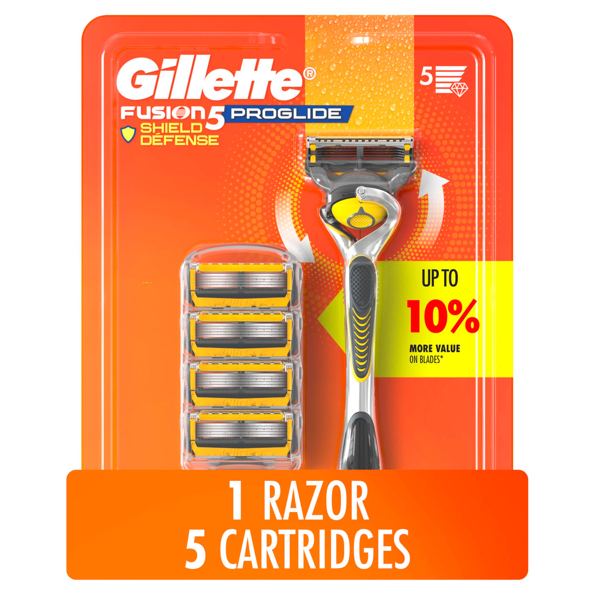 Gillette ProShield Men's Razor, 1 Handle and 5 Blade Refills