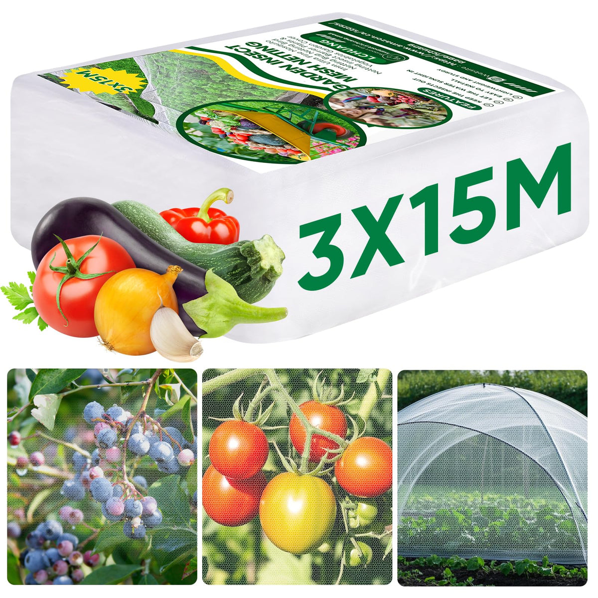 Ultra Fine Insect Mesh Garden Netting, 3 m x 15 m