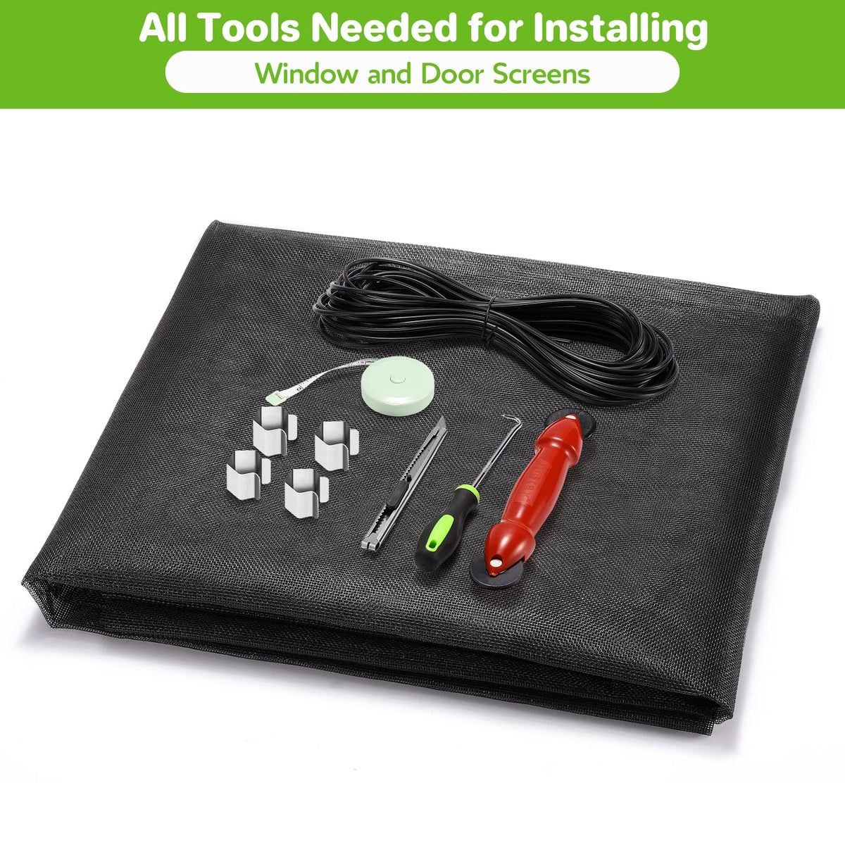 Window Screen Replacement Kit, 39 x 78 in, Black