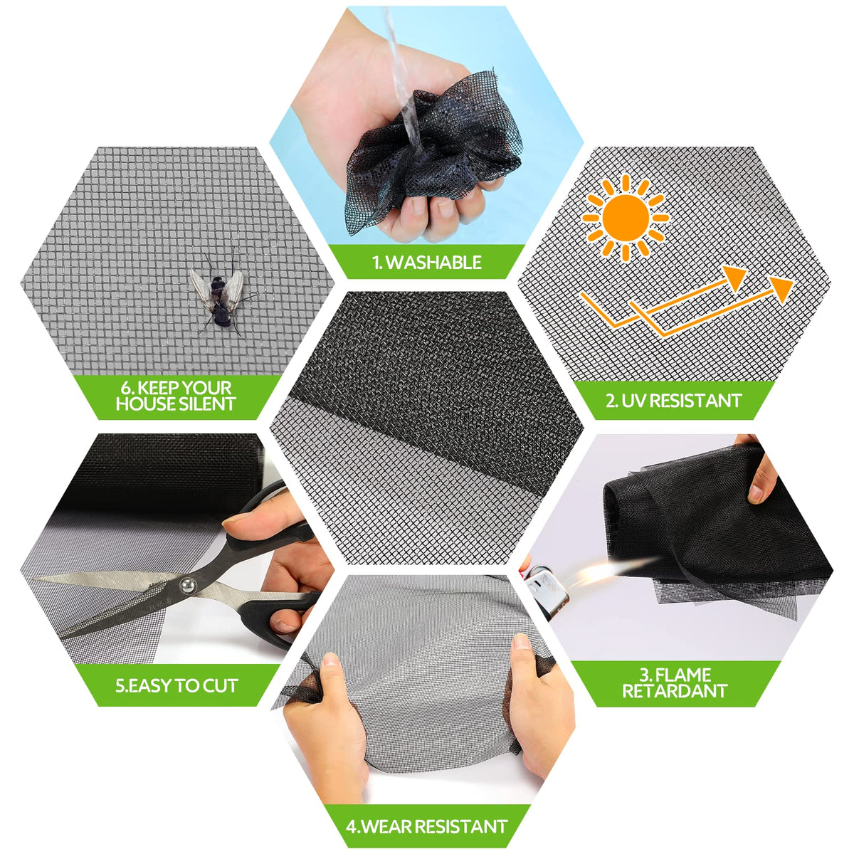 Window Screen Replacement Kit, 39 x 78 in, Black