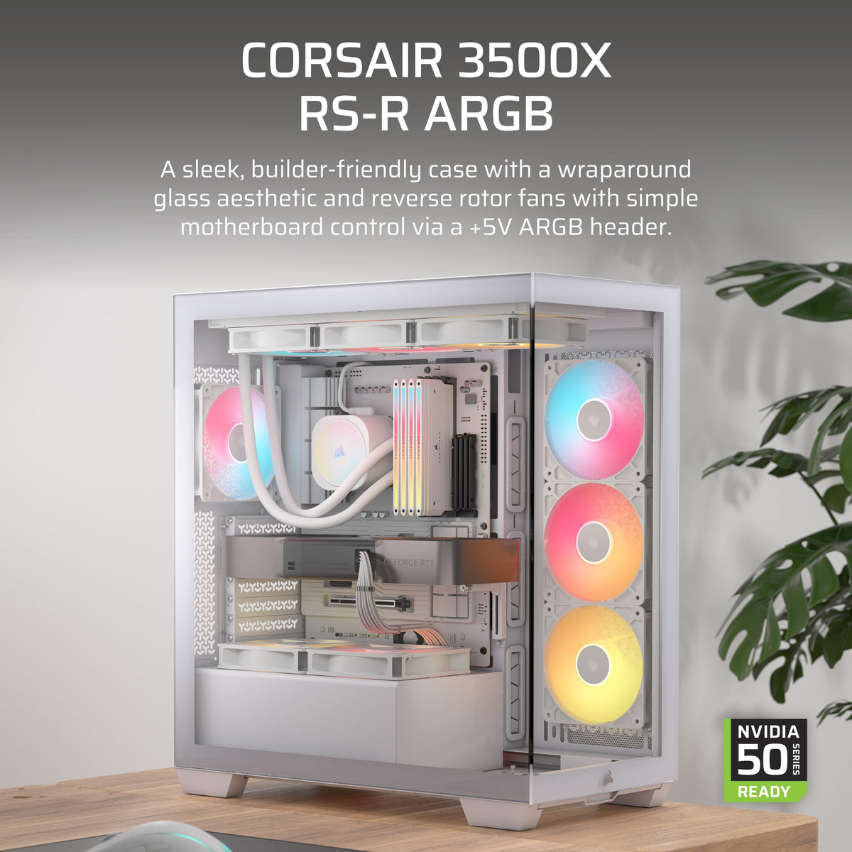 Corsair 3500X RS-R ARGB Mid-Tower PC Case, White