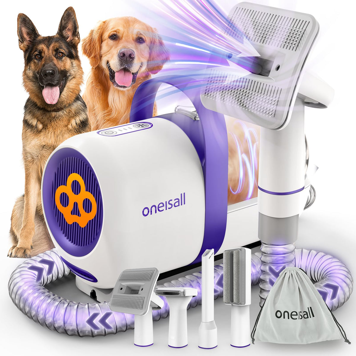 Oneisall Dog Grooming Vacuum Kit, 15000Pa, 1.5 L Dust Cup, LM5