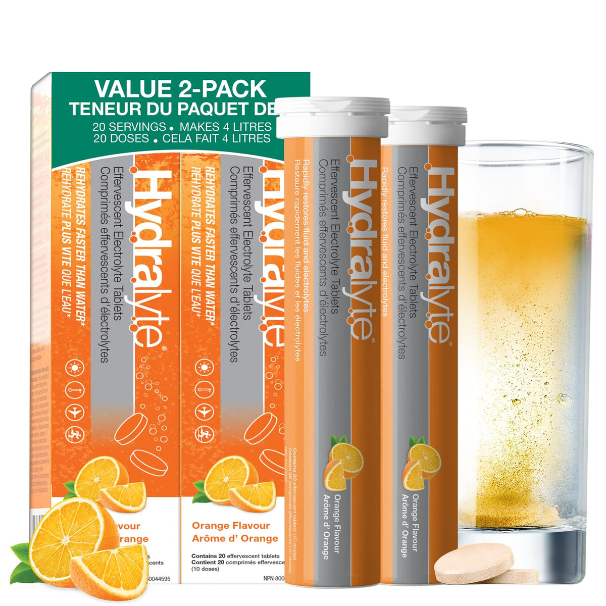 HydraLyte Electrolyte Tablets, Orange, 40 Count
