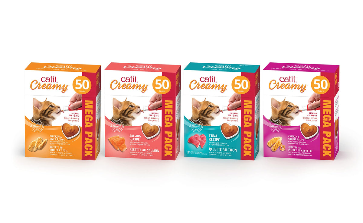 Catit Creamy Lickable Cat Treats, Salmon, 50 Tubes