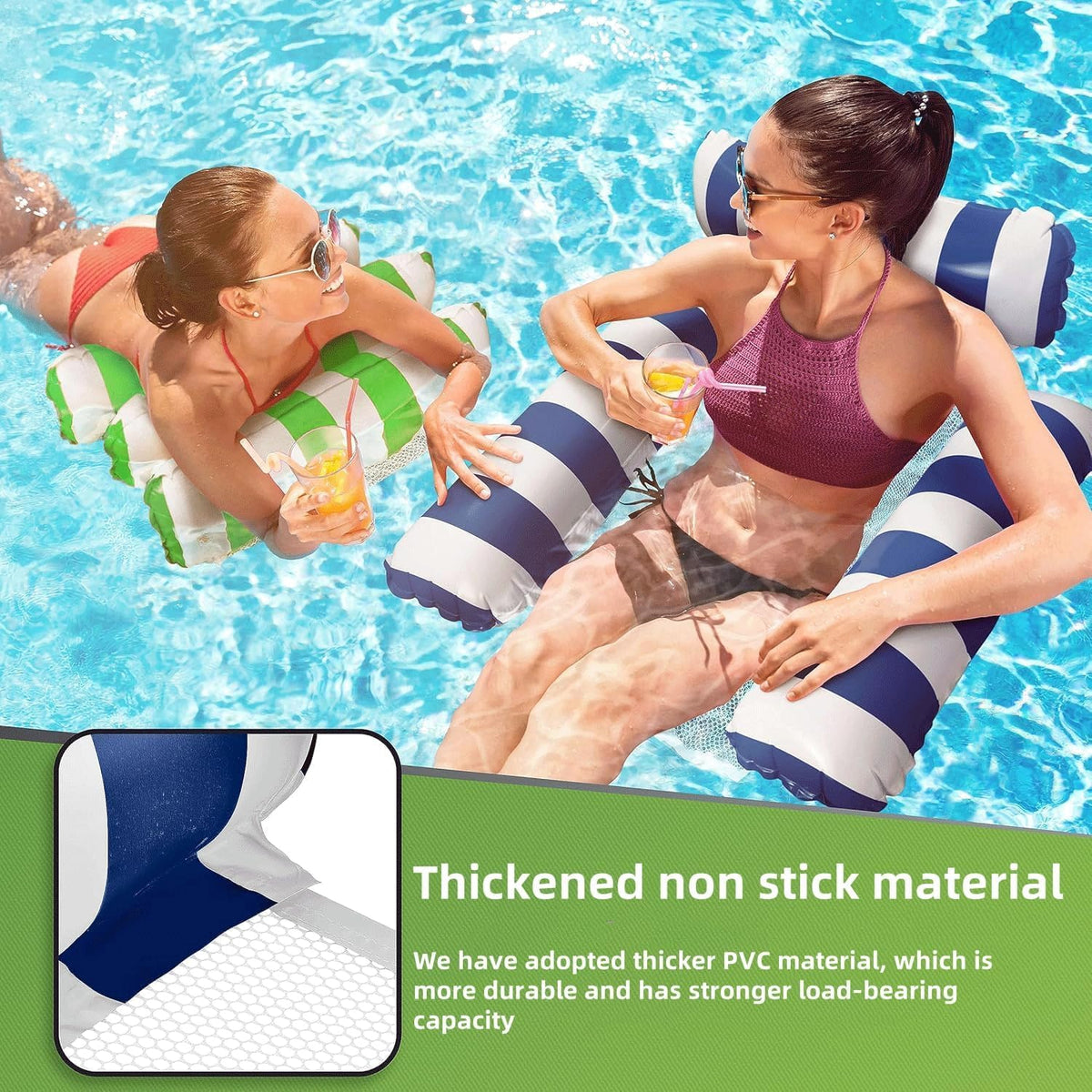 Inflatable Pool Float Chairs, 300 lb (3 Pack)