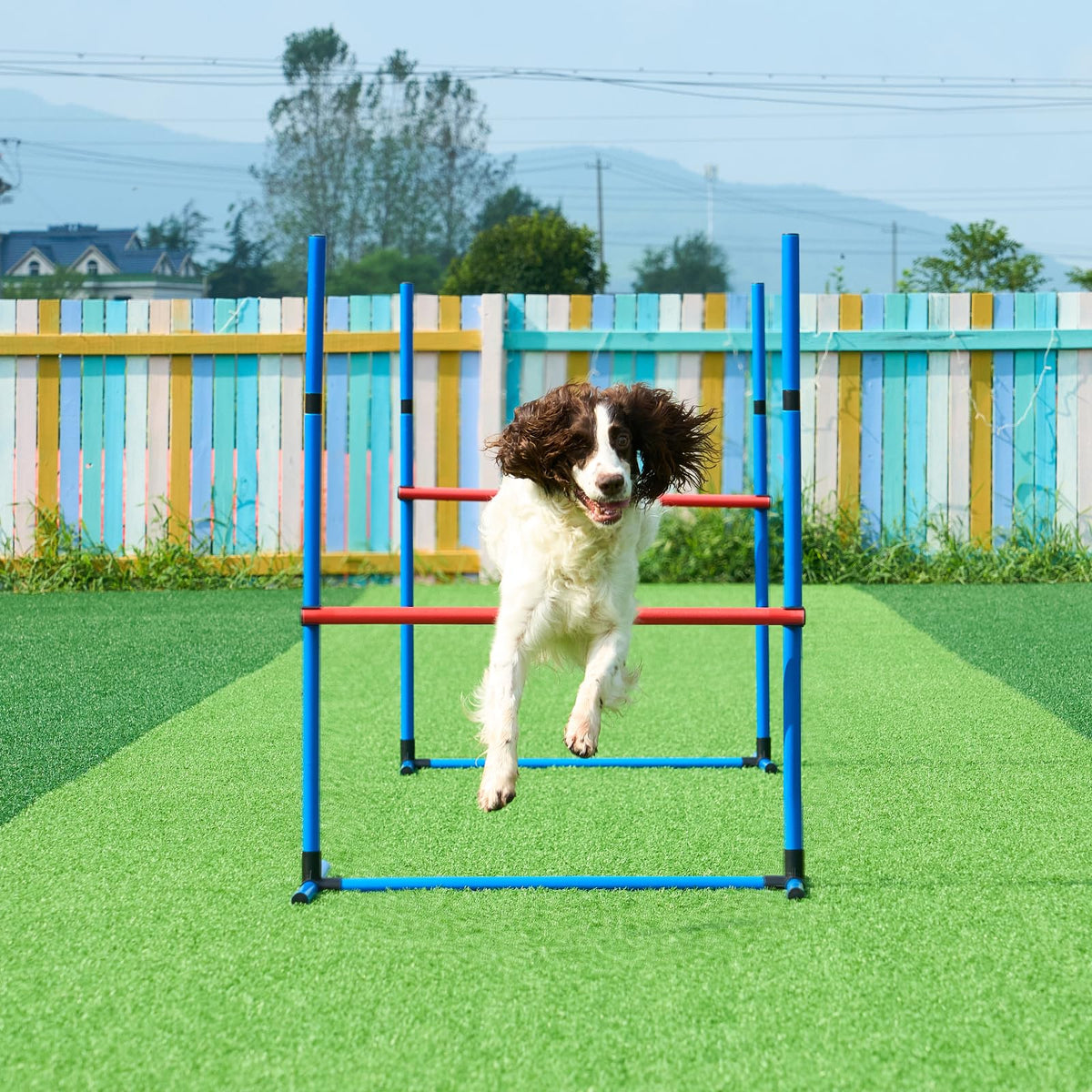 VEVOR Dog Agility Training Equipment, 7 PCS Set with Hurdles, Tunnels