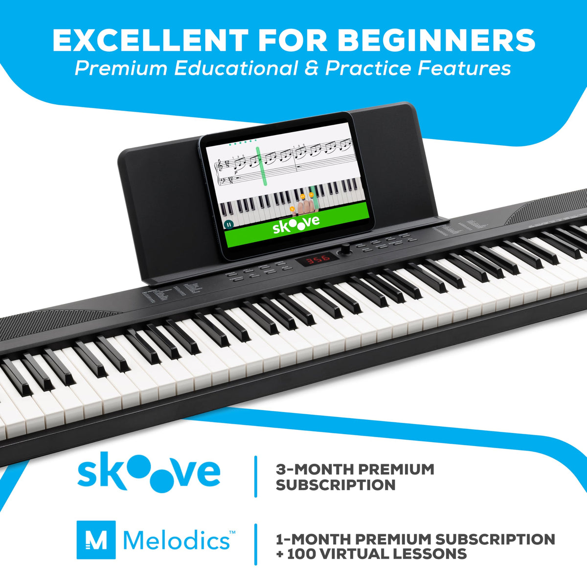 Alesis 88-Key Keyboard Piano Bundle with 480 Sounds and Stand
