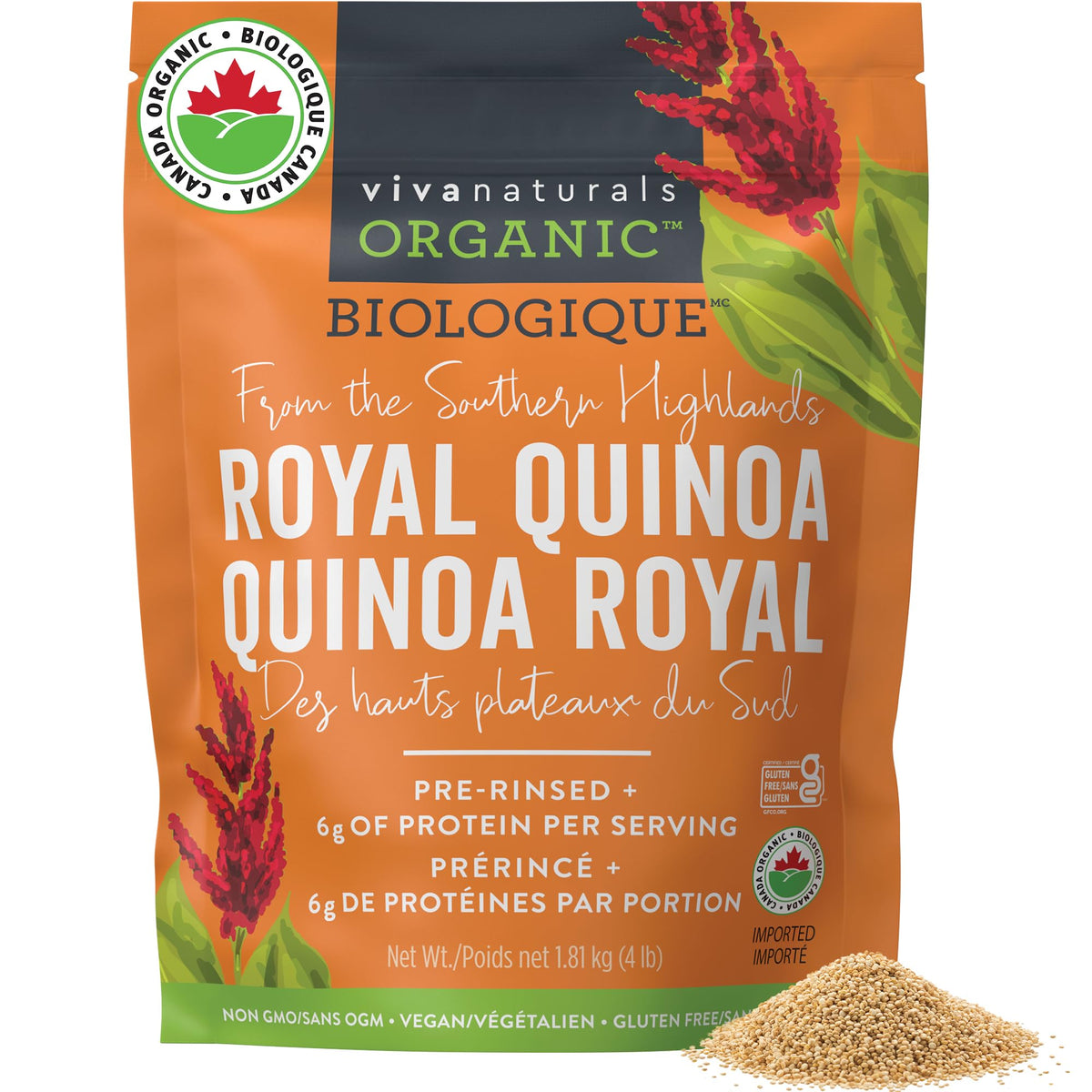 Viva Naturals Organic Quinoa, Pre-Washed, 4 lb