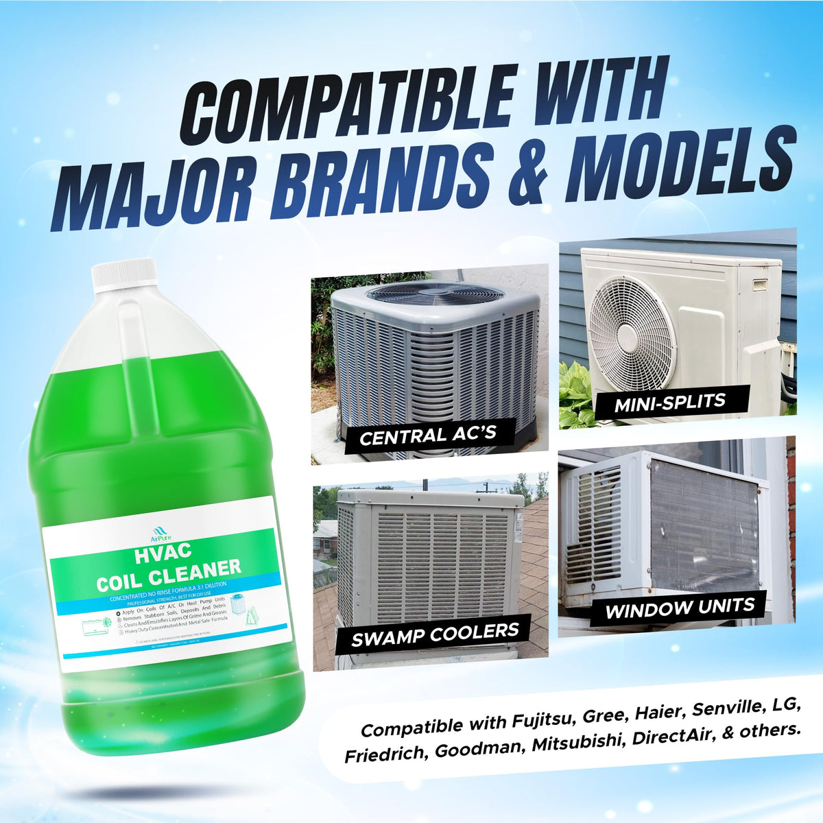 AC Evaporator Coil Cleaner, No-Rinse, 1 Gallon (3.78 L)