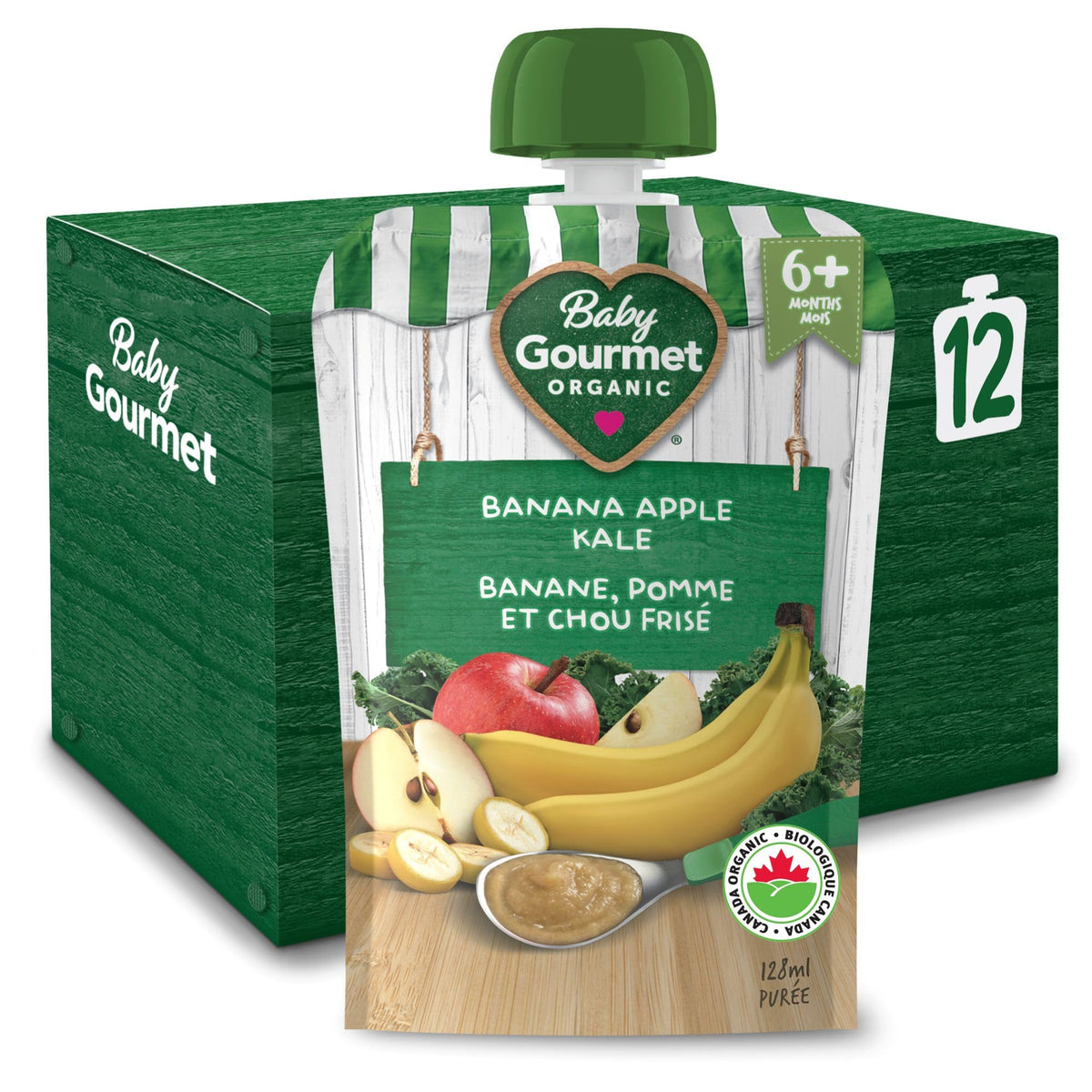 Baby Gourmet Banana Apple Kale Purée, 12 x 128 mL Pouches