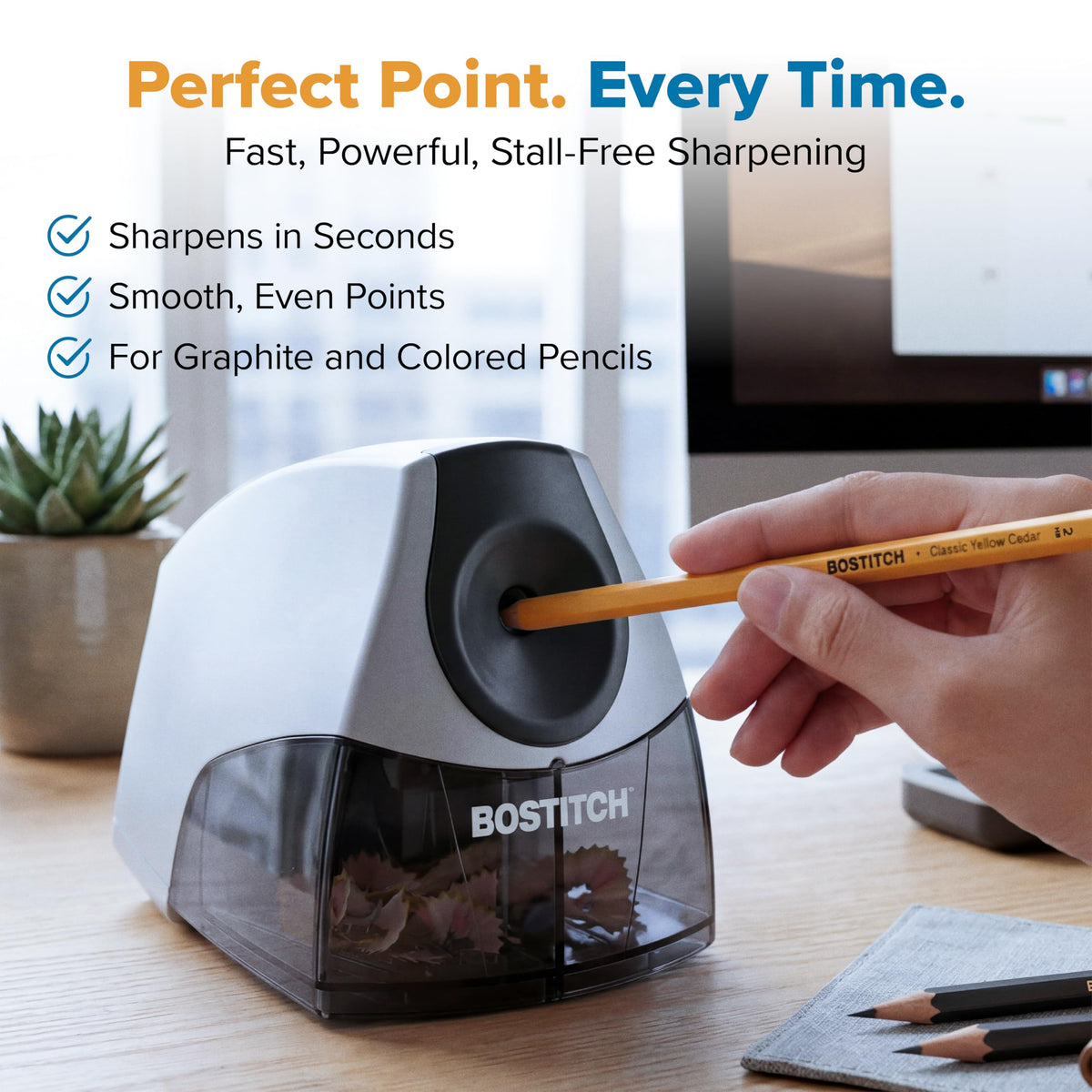 Bostitch Personal Electric Pencil Sharpener, Black (EPS4-BLKSLV)