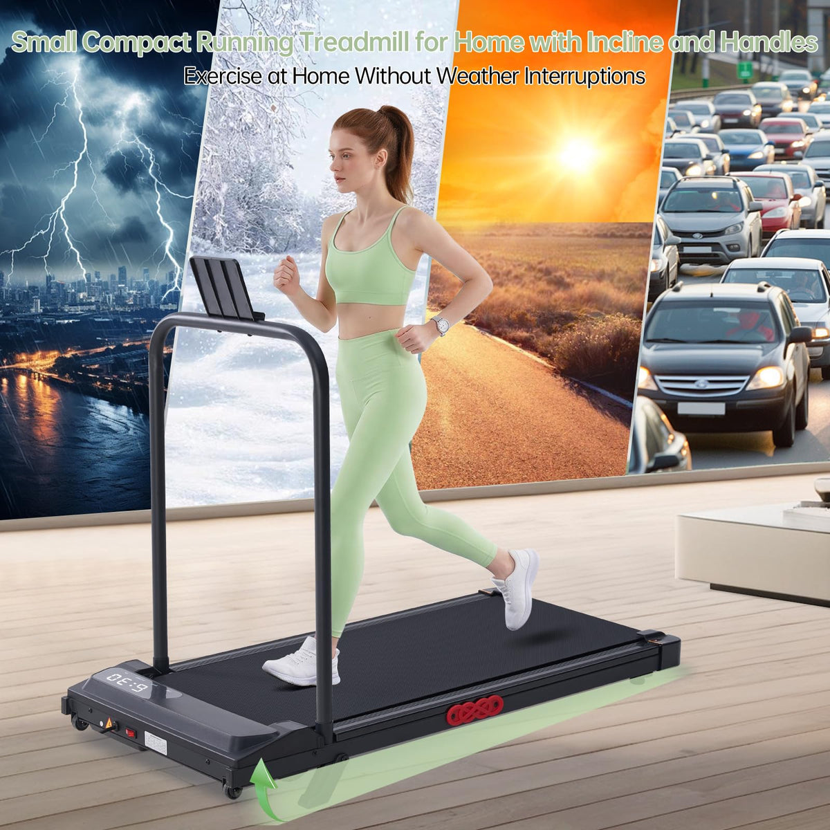 Under Desk Walking Pad Treadmill with Handle Bar, 3.0 HP, V407
