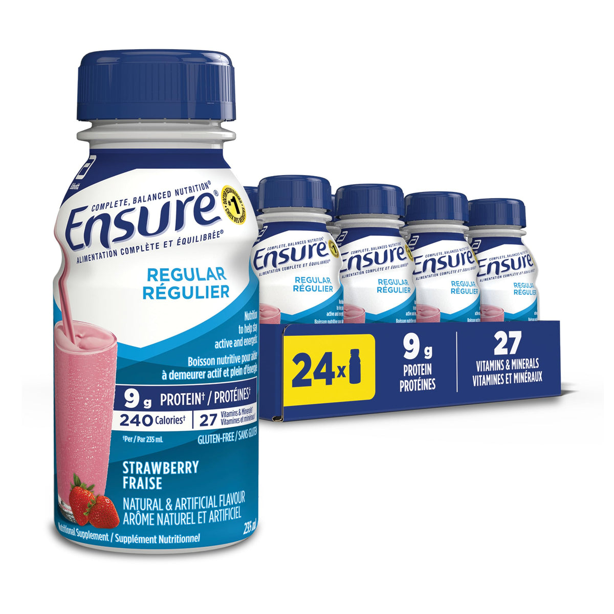 Ensure Regular Nutrition Shake, Strawberry, 24 x 235 mL