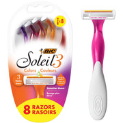 BIC Soleil Women's Disposable 3-Blade Razors, Aloe Strip, 8 Pack