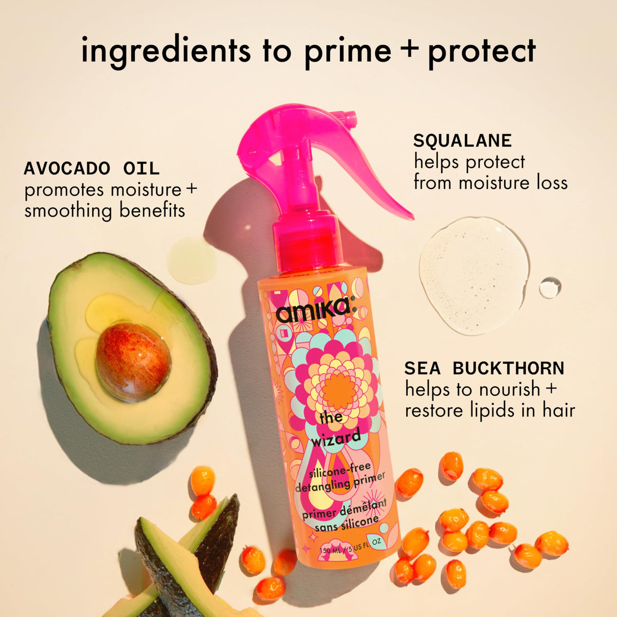 Amika The Wizard Silicone-Free Detangling Hair Primer, 5 Oz