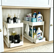 DEKAVA 2-Tier Sliding Under Sink Organizer, 2-Pack, White