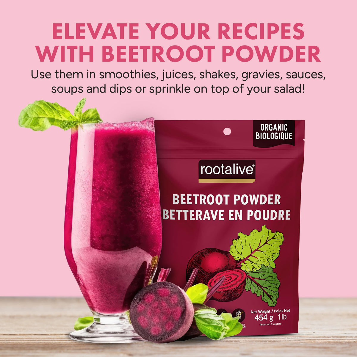 Rootalive Organic Beetroot Powder, 454 g (1 lb)