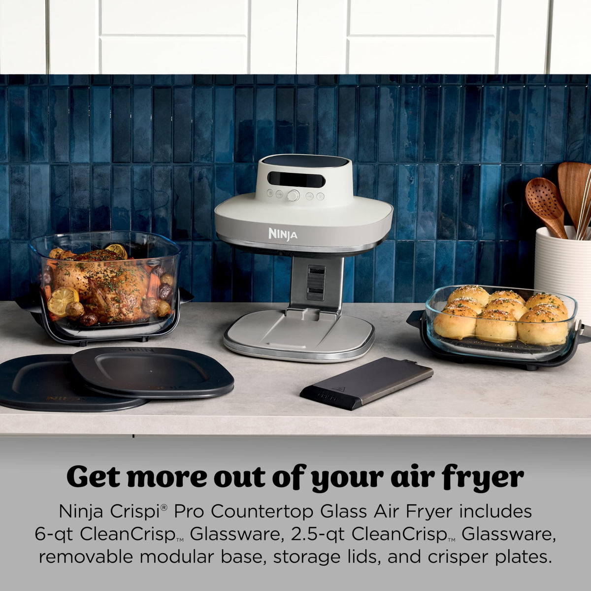 Ninja Crispi Pro 6-in-1 Glass Air Fryer, Bone, AS101CLG