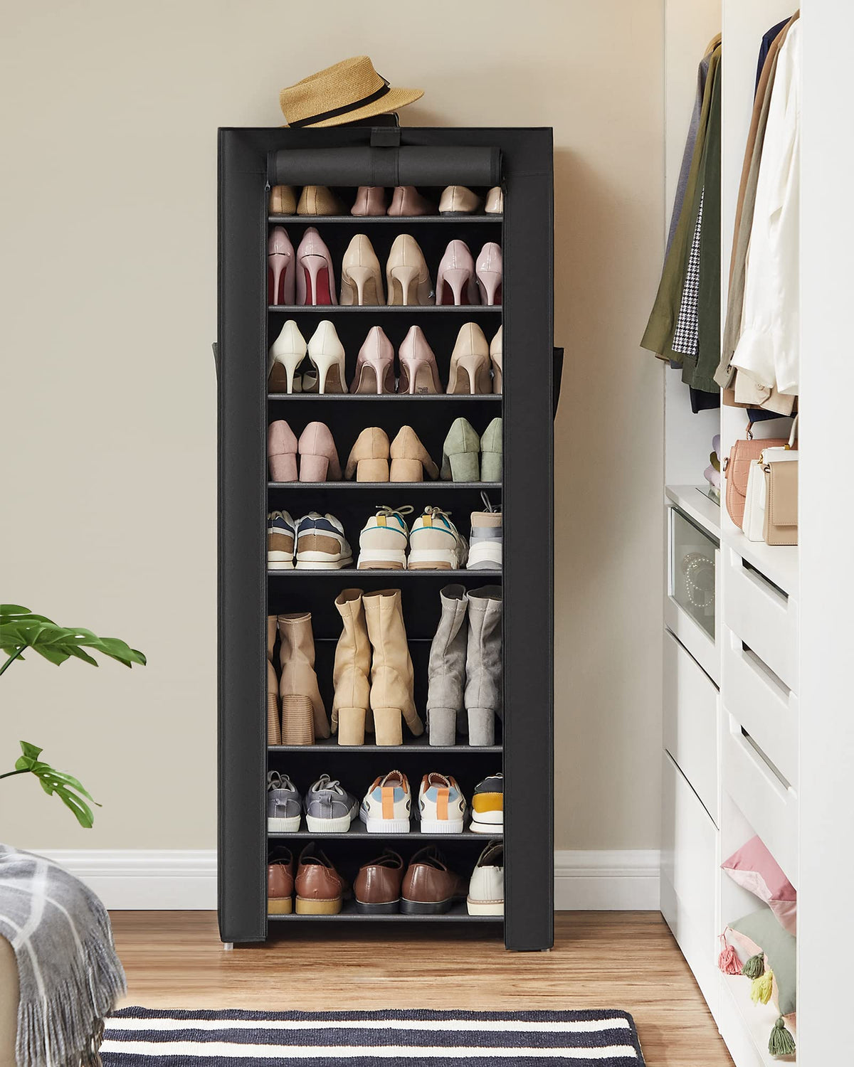 Songmics 10-Tier Shoe Rack, Black, URXJ10H01