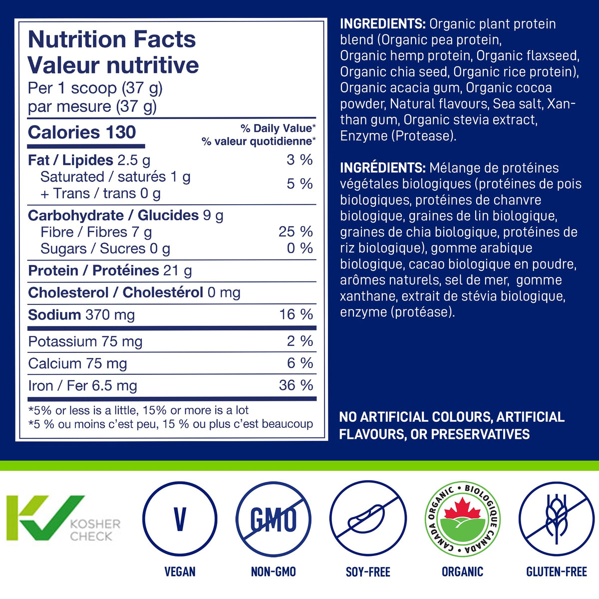 LeanFit Organic Plant-Based Protein, Natural Chocolate, 1.5 kg
