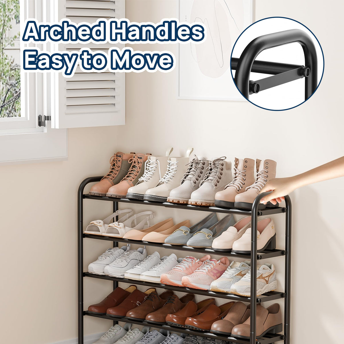 ENJOYBASICS 4-Tier Expandable Metal Shoe Rack, Black
